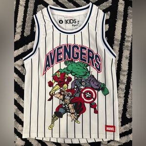 Marvel White and Black Striped Tank Top